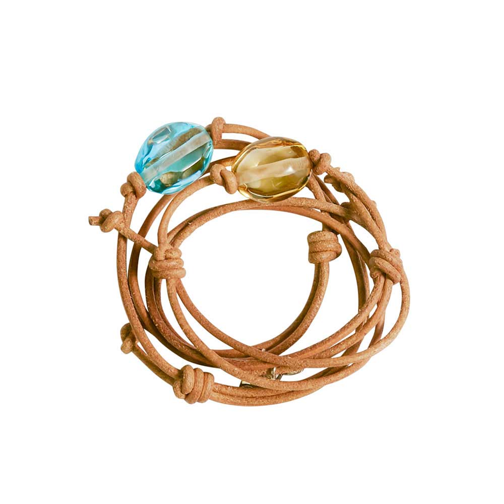 Blue Topaz and Citrine Pebble Bracelets