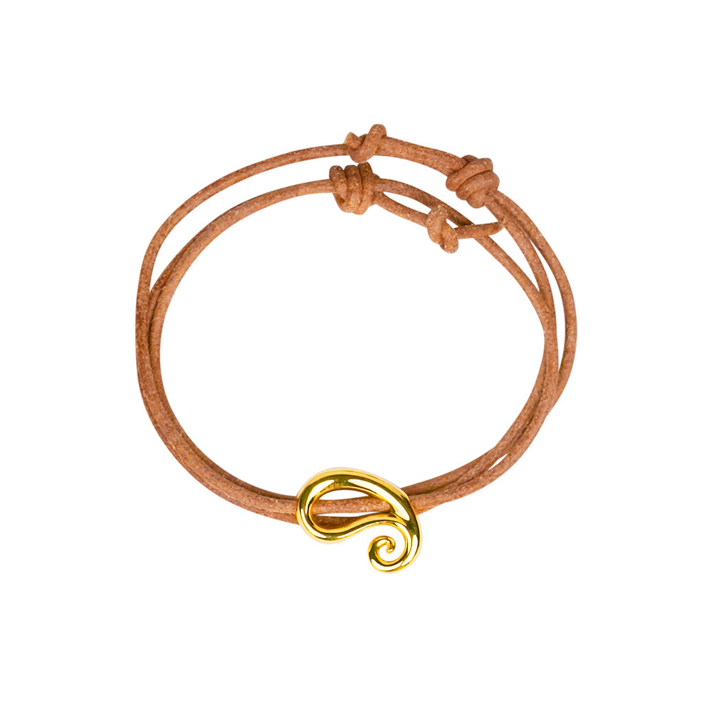 Gold Paisley on Leather Cord Bracelet