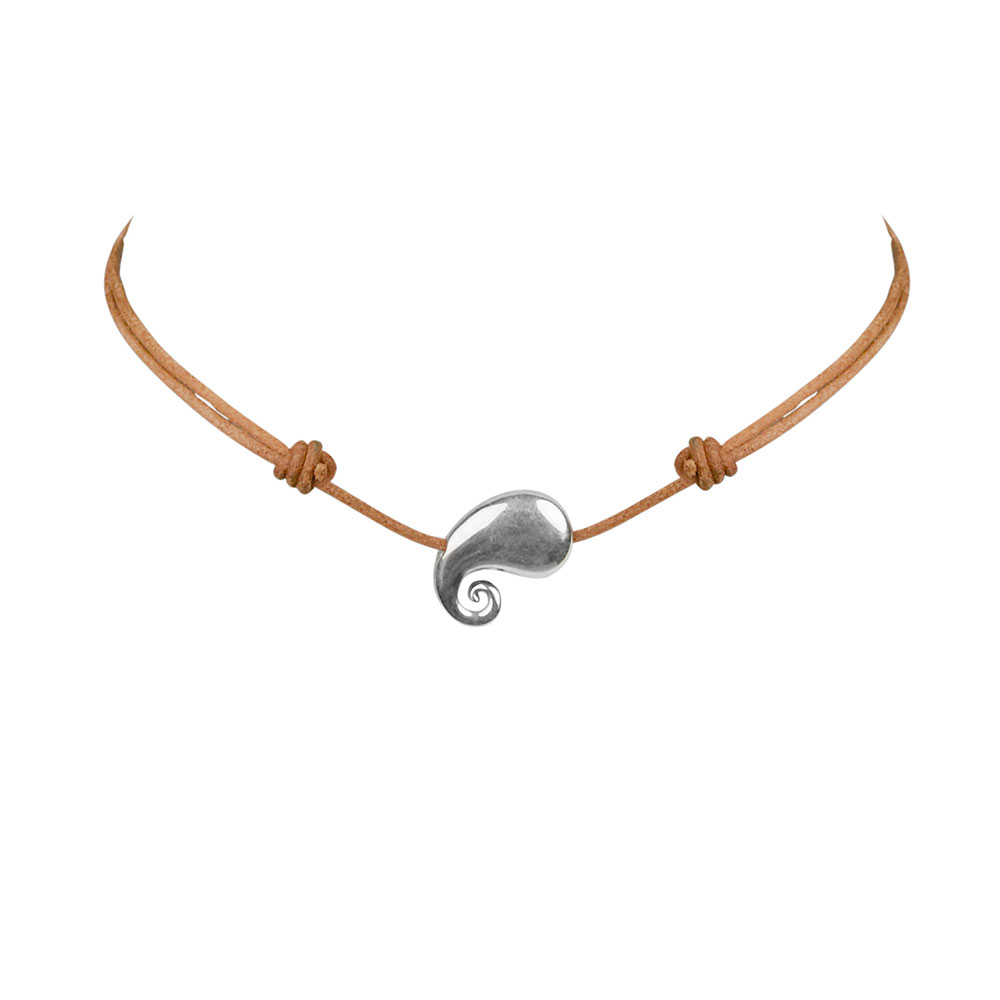 Sterling Silver Paisley Pendant on Leather Cord